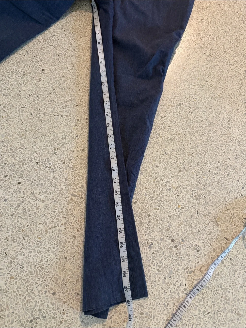 Reiss Men's Dress Pants Geronimo in Dark Lightweight Denim Chambray Blue 30 x 28